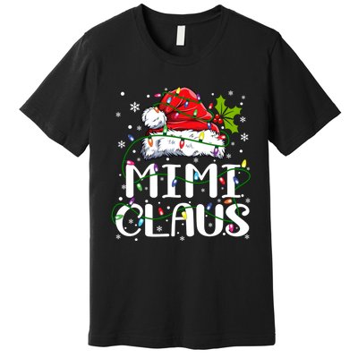 Mimi Claus Christmas Lights Pajama Family Matching Premium T-Shirt