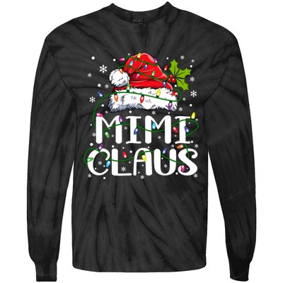 Mimi Claus Christmas Lights Pajama Family Matching Tie-Dye Long Sleeve Shirt