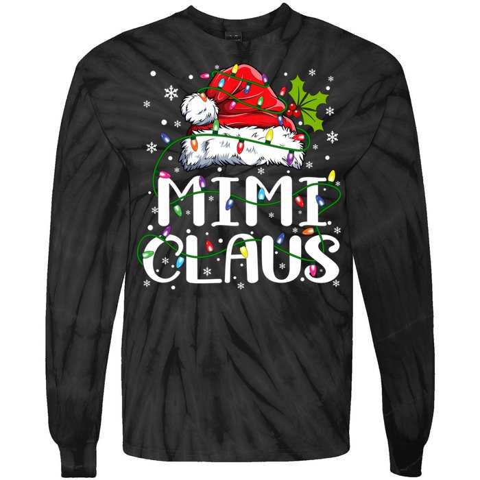 Mimi Claus Christmas Lights Pajama Family Matching Tie-Dye Long Sleeve Shirt