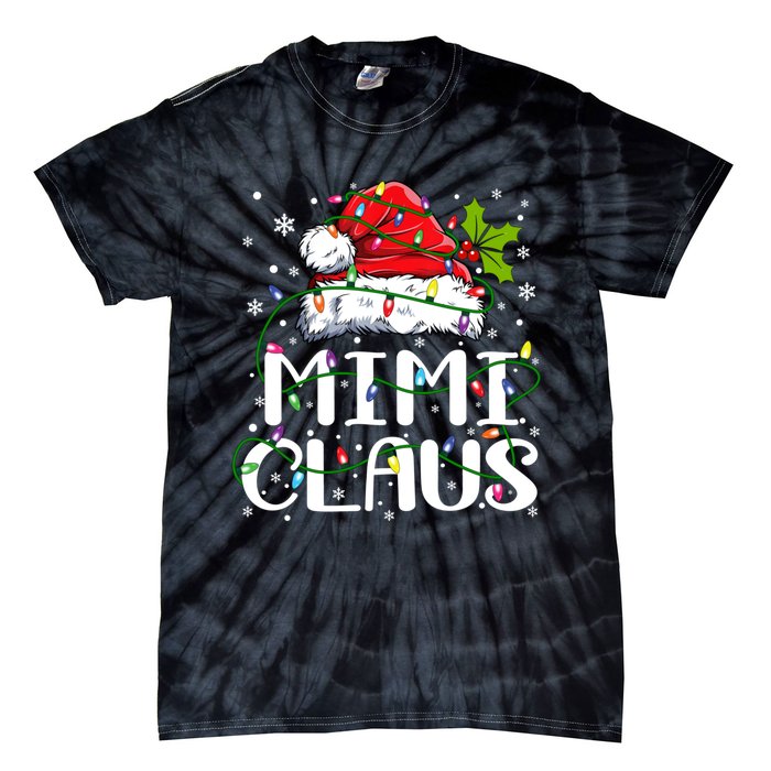 Mimi Claus Christmas Lights Pajama Family Matching Tie-Dye T-Shirt