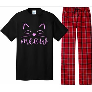 Meow Cute Cat Face Funny Quote For Cat Fans Pajama Set