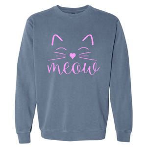 Meow Cute Cat Face Funny Quote For Cat Fans Garment-Dyed Sweatshirt