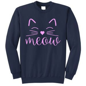 Meow Cute Cat Face Funny Quote For Cat Fans Sweatshirt