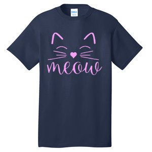 Meow Cute Cat Face Funny Quote For Cat Fans Tall T-Shirt