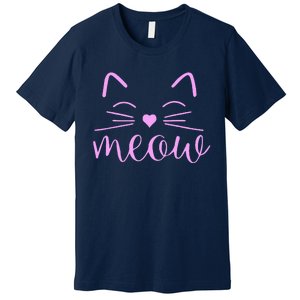 Meow Cute Cat Face Funny Quote For Cat Fans Premium T-Shirt