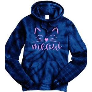 Meow Cute Cat Face Funny Quote For Cat Fans Tie Dye Hoodie