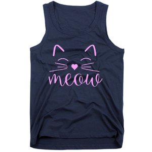 Meow Cute Cat Face Funny Quote For Cat Fans Tank Top