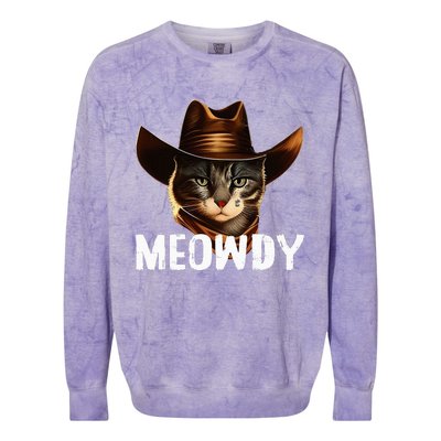 Meowdy Cat Cowboy Funny Cat Meme Colorblast Crewneck Sweatshirt