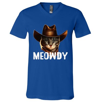 Meowdy Cat Cowboy Funny Cat Meme V-Neck T-Shirt