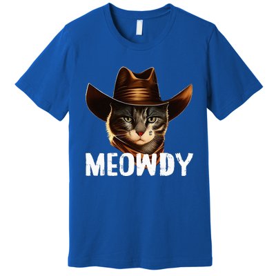 Meowdy Cat Cowboy Funny Cat Meme Premium T-Shirt