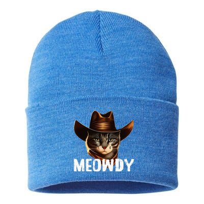 Meowdy Cat Cowboy Funny Cat Meme Sustainable Knit Beanie