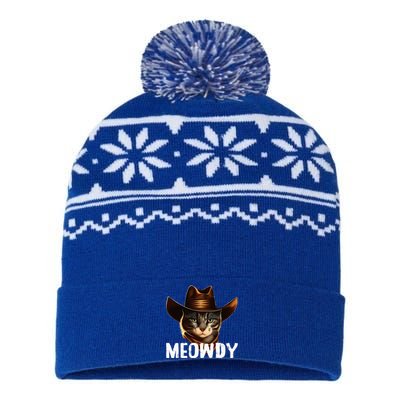 Meowdy Cat Cowboy Funny Cat Meme USA-Made Snowflake Beanie