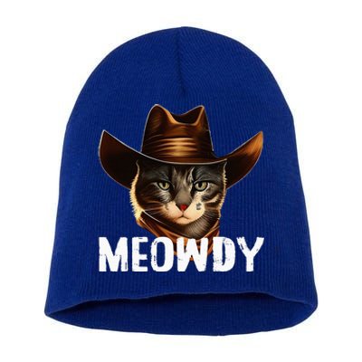 Meowdy Cat Cowboy Funny Cat Meme Short Acrylic Beanie