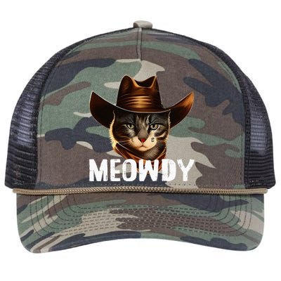 Meowdy Cat Cowboy Funny Cat Meme Retro Rope Trucker Hat Cap