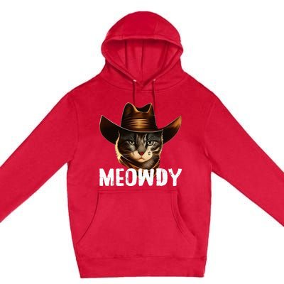 Meowdy Cat Cowboy Funny Cat Meme Premium Pullover Hoodie