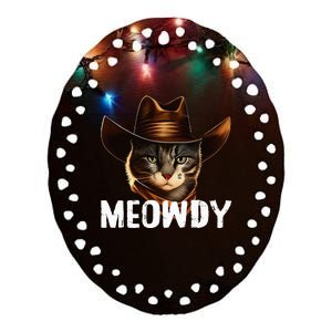 Meowdy Cat Cowboy Funny Cat Meme Ceramic Oval Ornament