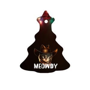 Meowdy Cat Cowboy Funny Cat Meme Ceramic Tree Ornament