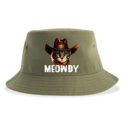 Meowdy Cat Cowboy Funny Cat Meme Sustainable Bucket Hat