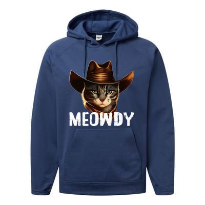 Meowdy Cat Cowboy Funny Cat Meme Performance Fleece Hoodie