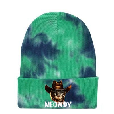 Meowdy Cat Cowboy Funny Cat Meme Tie Dye 12in Knit Beanie