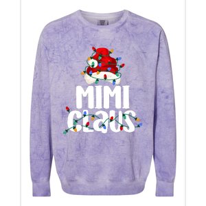 Mimi Claus Christmas Lights Pajama Family Matching Colorblast Crewneck Sweatshirt