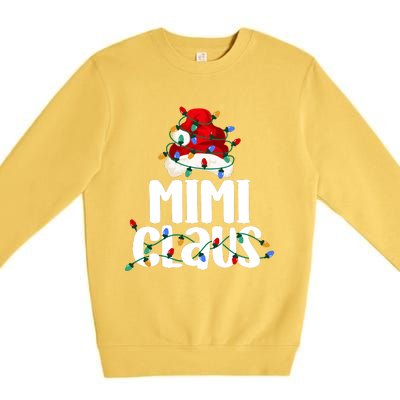 Mimi Claus Christmas Lights Pajama Family Matching Premium Crewneck Sweatshirt