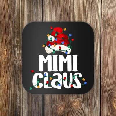 Mimi Claus Christmas Lights Pajama Family Matching Coaster