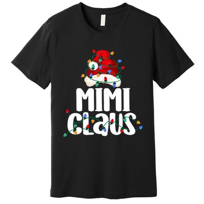 Mimi Claus Christmas Lights Pajama Family Matching Premium T-Shirt