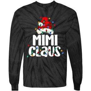 Mimi Claus Christmas Lights Pajama Family Matching Tie-Dye Long Sleeve Shirt