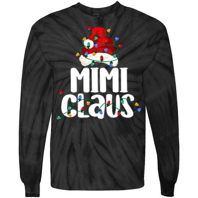 Mimi Claus Christmas Lights Pajama Family Matching Tie-Dye Long Sleeve Shirt