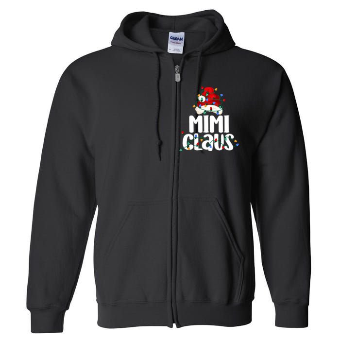 Mimi Claus Christmas Lights Pajama Family Matching Full Zip Hoodie