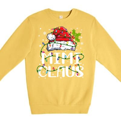 Mimi Claus Cool Gift Christmas Lights Pajama Family Matching Funny Gift Premium Crewneck Sweatshirt