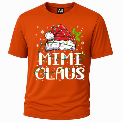 Mimi Claus Cool Gift Christmas Lights Pajama Family Matching Funny Gift Cooling Performance Crew T-Shirt