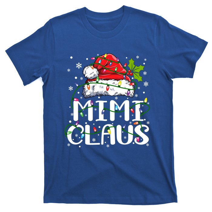 Mimi Claus Cool Gift Christmas Lights Pajama Family Matching Funny Gift T-Shirt