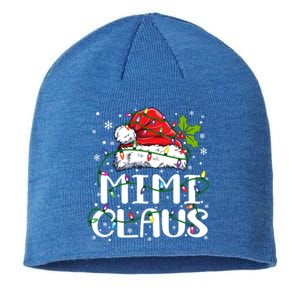 Mimi Claus Cool Gift Christmas Lights Pajama Family Matching Funny Gift Sustainable Beanie