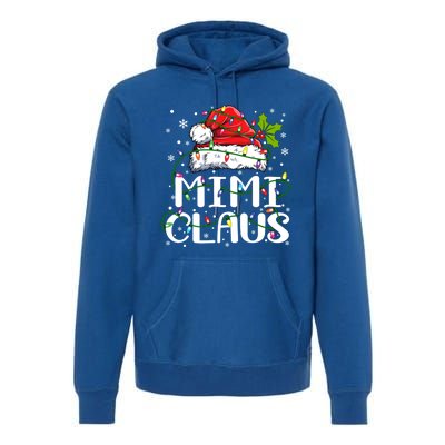 Mimi Claus Cool Gift Christmas Lights Pajama Family Matching Funny Gift Premium Hoodie