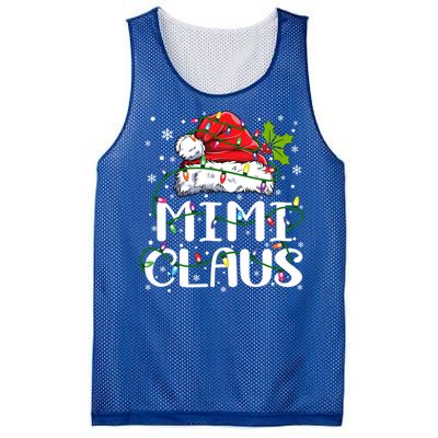 Mimi Claus Cool Gift Christmas Lights Pajama Family Matching Funny Gift Mesh Reversible Basketball Jersey Tank