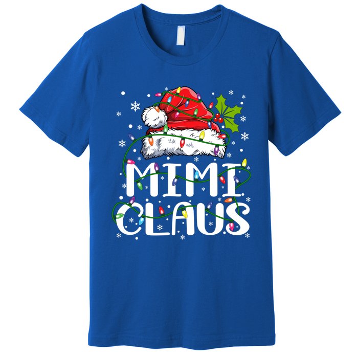 Mimi Claus Cool Gift Christmas Lights Pajama Family Matching Funny Gift Premium T-Shirt