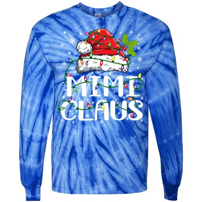 Mimi Claus Cool Gift Christmas Lights Pajama Family Matching Funny Gift Tie-Dye Long Sleeve Shirt