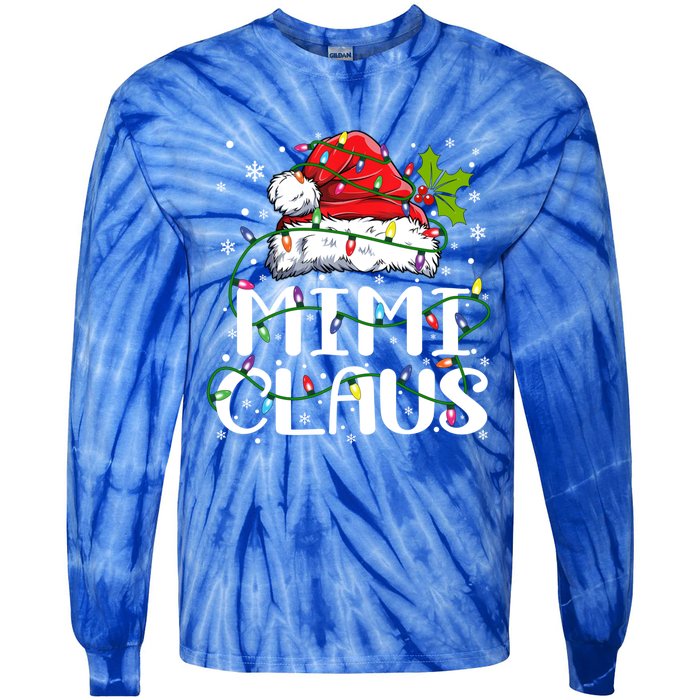 Mimi Claus Cool Gift Christmas Lights Pajama Family Matching Funny Gift Tie-Dye Long Sleeve Shirt