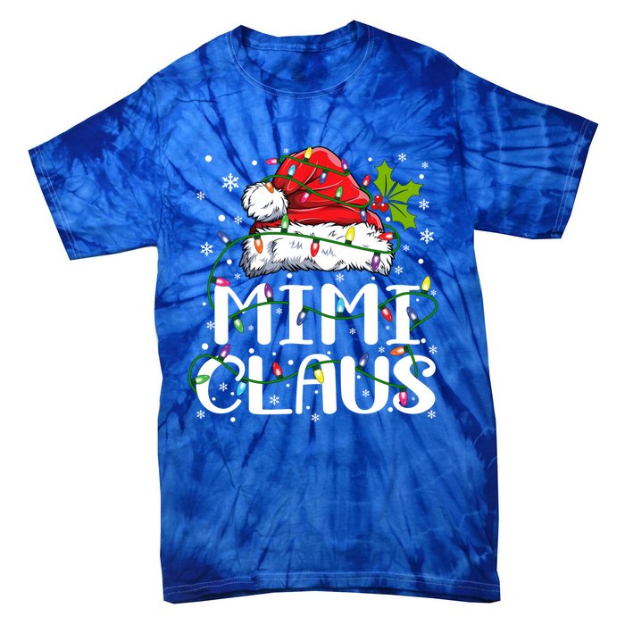 Mimi Claus Cool Gift Christmas Lights Pajama Family Matching Funny Gift Tie-Dye T-Shirt