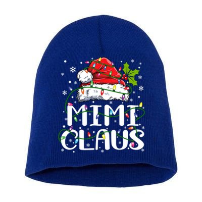 Mimi Claus Cool Gift Christmas Lights Pajama Family Matching Funny Gift Short Acrylic Beanie