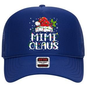 Mimi Claus Cool Gift Christmas Lights Pajama Family Matching Funny Gift High Crown Mesh Back Trucker Hat