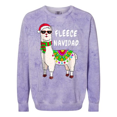 Merry Christmas! Cool Llama With Scarf And Glasses Tank Top Colorblast Crewneck Sweatshirt