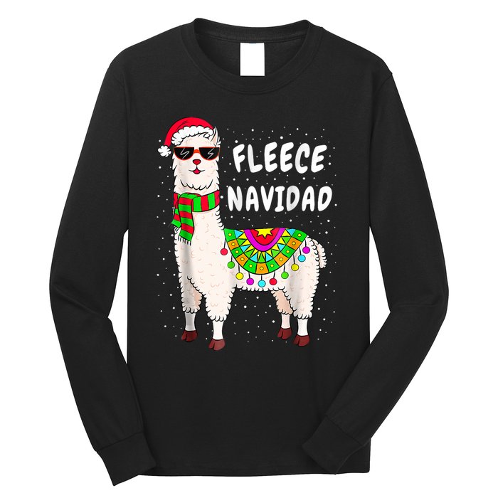 Merry Christmas! Cool Llama With Scarf And Glasses Tank Top Long Sleeve Shirt