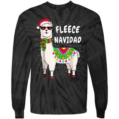 Merry Christmas! Cool Llama With Scarf And Glasses Tank Top Tie-Dye Long Sleeve Shirt