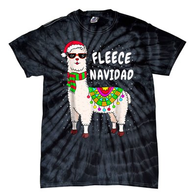 Merry Christmas! Cool Llama With Scarf And Glasses Tank Top Tie-Dye T-Shirt