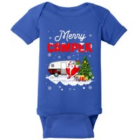 Merry Camper Christmas Santa Camper Camping Truck Red Plaid Gift Baby Bodysuit