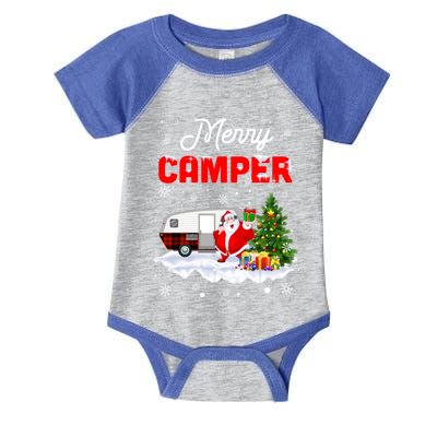 Merry Camper Christmas Santa Camper Camping Truck Red Plaid Gift Infant Baby Jersey Bodysuit