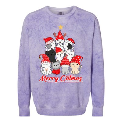 Merry Catmas Christmas Ugly Xmas Cat Lover Colorblast Crewneck Sweatshirt